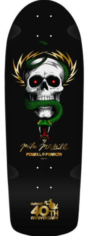 POWELL PERALTA MIKE MCGILL SKULL & SNAKE MCTWIST GOLD FOIL BLACK 40TH ANNIVERSARY SKATEBOARD DECK