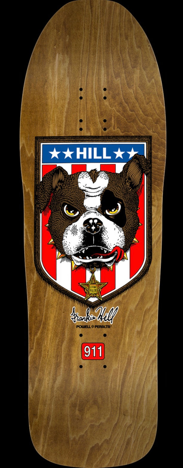 Powell Peralta Frankie Hill Bull Dog Reissue Skateboard Deck Brown Stain - 10 x 31.5