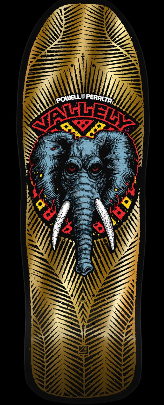 Powell Peralta Mike Vallely Elephant Reissue Skateboard Deck Gold Foil - 10 x 30