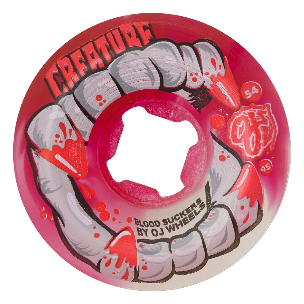 OJ Wheels 54mm Creature DNA Curbsuckers Bloodsuckers Red Clear Swirl 95a