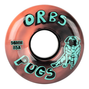 Welcome Skateboard Wheels Orbs Pugs Coral/Black Swirl 56mm 85A Soft Cruiser