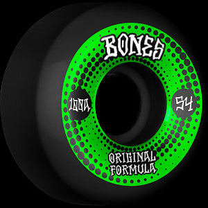 BONES WHEELS OG FORMULA SKATEBOARD WHEELS ORIGINALS 54MM V5 SIDECUT 4PK BLACK 100A