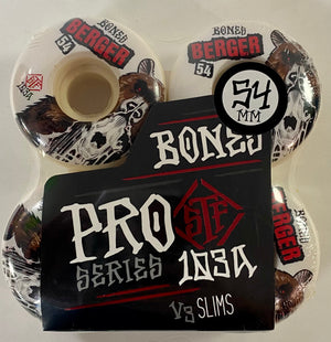 BONES WHEELS PRO STF SKATEBOARD WHEELS BERGER SKINNED 54MM V3 SLIMS 103A